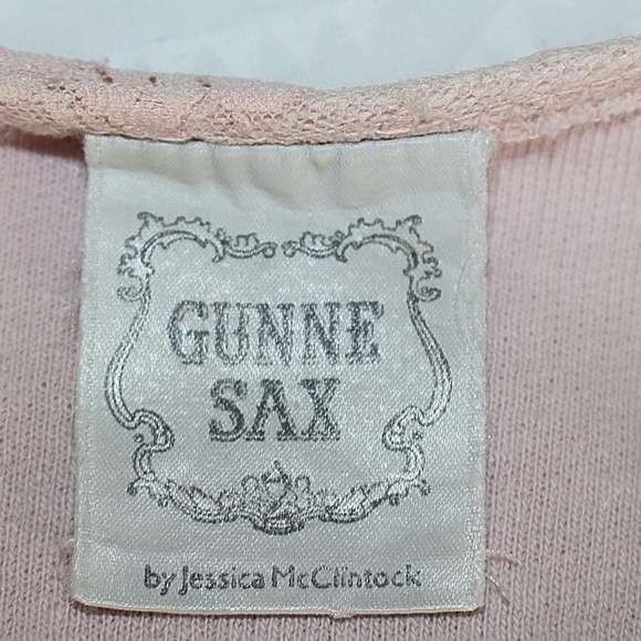 Gunne Sax - Vintage 1970s (Original Tag) Lace Sweatshirt, Pink, Med - Picture 2 of 9